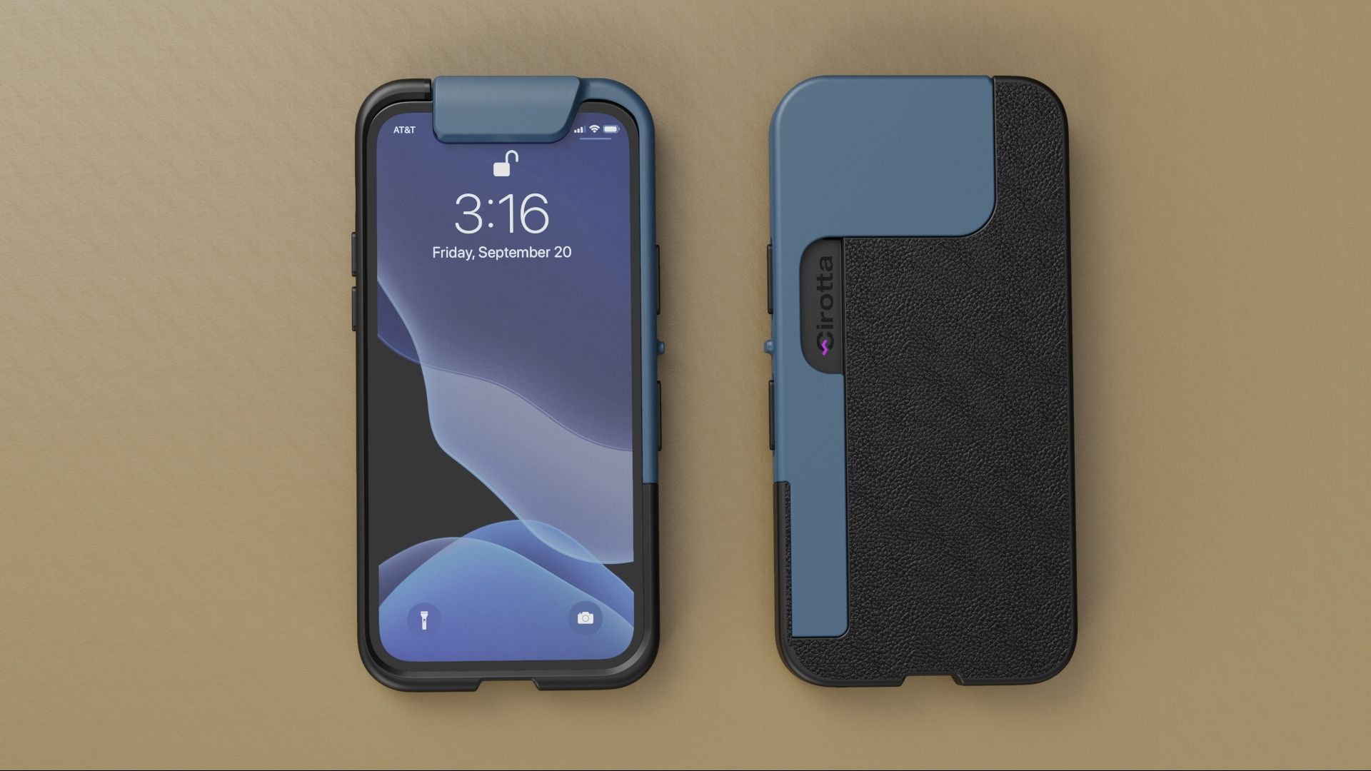 Funda CIROTTA Athena Silver junto a un iPhone